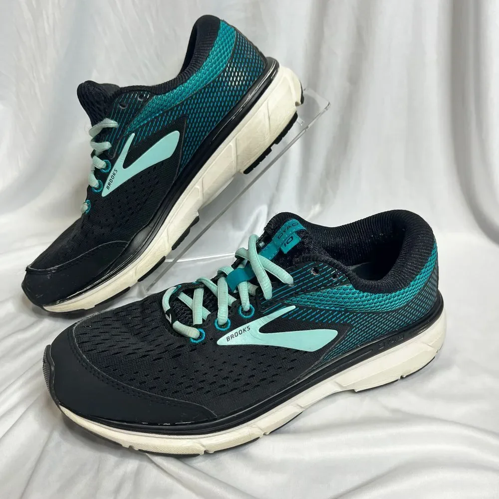 Brooks Dyad 10‎ Running Shoes Womens Size 7 Black Teal Athletic Sneakers